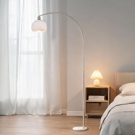 Lampadaire design à tête courbée interrupteur au pied socle (1/5)
