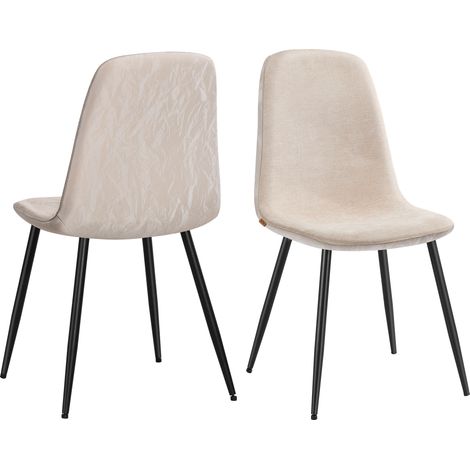 Vasagle – Chaises de salle à manger – Lot de 2 – Tissu chenille doux et PU texturé glacé – Dossier ergonomique incliné – Pieds réglables et nettoyage facile (1/5)