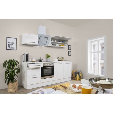 Cuisine Kitchenette Bloc cuisine blanc Amanda 210 cm Respekta Premium