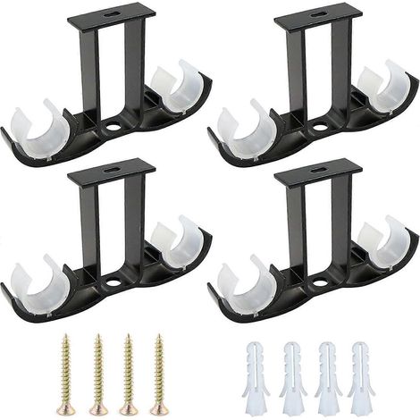 Lot de 4 supports de tringle à rideaux réglables - 14 x 8,2 cm - Crochets muraux avec vis (1/5)