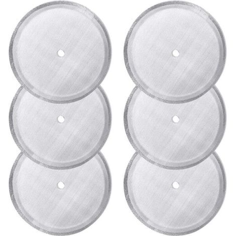 Paquet de 6 filtres à tamis de rechange pour presse française, filtres à mailles réutilisables en acier inoxydable pour cafetières à pression françaises universs de 1000 ml / 34 oz / 8 tasses (1/4)
