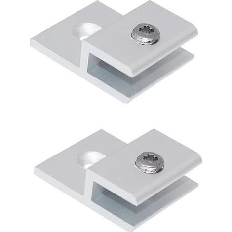 Lot de pinces à verre en forme de H, supports de fixation murale en alliage d'aluminium pour étagère, 3,6 x 2,8 cm, argent (1/5)