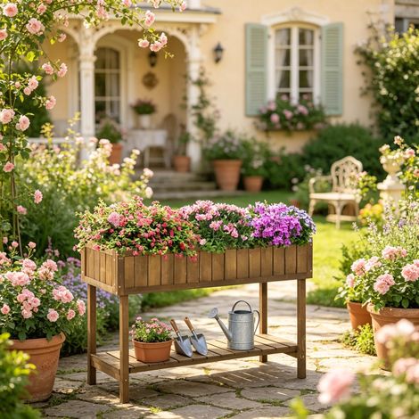 Jardinière en bois, jardinière à légumes, jardinière autoportante pour plantes, jardinière à fleurs (1/5)