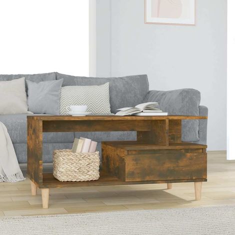 Table basse Table d'appoint pour Salon Chambre - Chêne fumé 90x49x45 cm Bois d'ingénierie BV166475 - BonneVie (1/5)