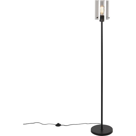 Design Floor Lamp Black with Smoke Glass - Dome (1/5)