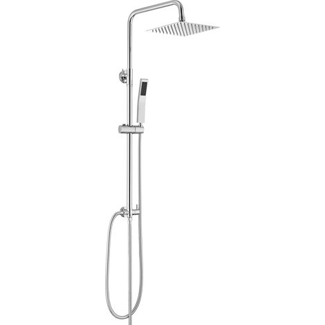 Auralum Max Colonna Doccia senza Miscelatore, Colonna Doccia Acciaio Inox con Saliscendi Doccia Altezza Regolabile 72-110cm, Asta Doccia con Soffione e Doccetta, Gruppo Doccia per Vasca (Cromo, 20x20c (1/5)