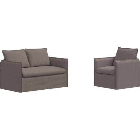Ensemble de Canapés 2 pcs  Salon de jardin Taupe 136 x 82 x 85 cm Tissu