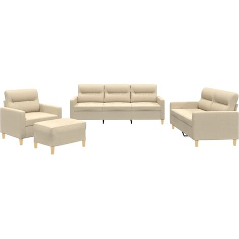 Maison Exclusive - Set di Divani 4 pz con Cuscini Crema in Tessuto