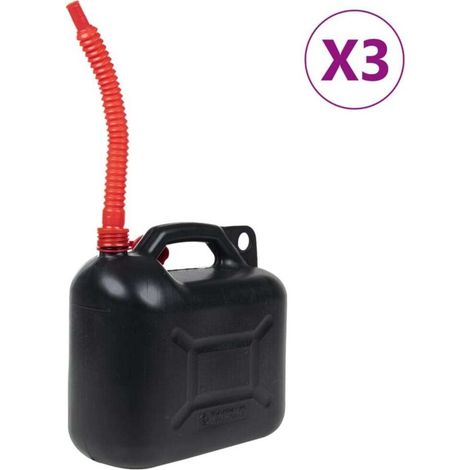 Bidon d'essence avec bec flexible 3 pcs noir 10 L plastique (1/5)