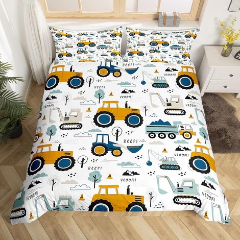 Housse de Couette 140x200 cm Motif Voiture Camion de Chantier (1/5)