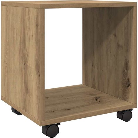 Mobiletto con Ruote Rovere Artigianale 37x33x42,5 cm Truciolato vidaXL