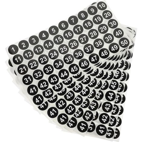 10 feuilles d'autocollants noirs en lettres numérotées, étiquettes numérotées pour appartements, étiquettes de classification numérique 1-50 (1/5)