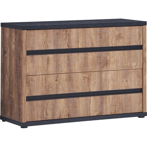 Commode adulte industriel chêne/noir Esperance (1/4)