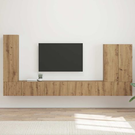 vidaXL Conjunto de mueble para TV de pared 6 pcs Roble artesanal (1/5)
