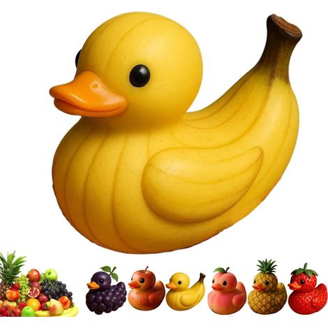 Canard En Résine - Décor De Bureau Thème Fruits - Figurine Banane - 8 x 7 x 6 cm - 120 g (1/5)