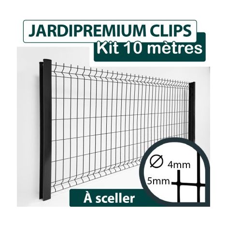 Cloture & Jardin – Panneau grillage rigide gris anthracite 10m – Acier thermolaqué – Maille 200x55mm – Hauteur 1,53m – Garantie 10 ans