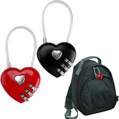 2Pcs Cadenas Code, Cadenas Valise Avion Petits Cadenas Cable Cadenas Code 3 Chiffres Love Wire Lock Cadenas à Combinaison pour Voyage Bagages Valise (1/5)