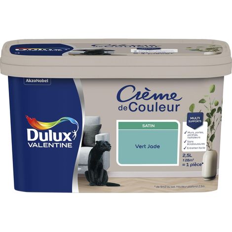 [PROMO] Peinture Crème De Couleur Satin Vert Jade 2,5 L - Dulux Valentine