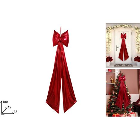 Fiocco natalizio laminato 180cm rosso Peraga Christmas