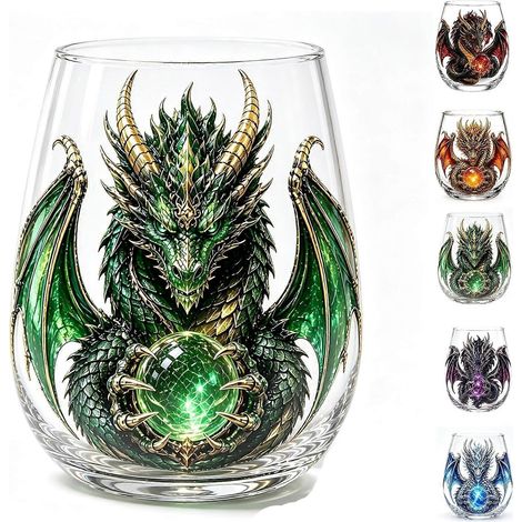 Verre à whisky en verre orné d'un dragon mythique verre sculpté en forme de dragon pour la décoration de bar - Cadeau-D (1/5)