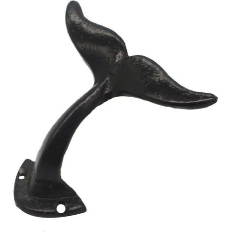 Set of 1 Black Whale Fin Hook, Cast Iron Whale Fin Wall Hook - Decorative Wall Hook for Coats, Clothes, Hats, Shop (1/5)
