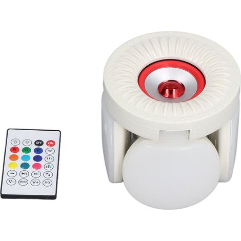 36-W-LED-Lampe mit Bluetooth-Lautsprecher, RGBW, E27-Sockel, inklusive Fernbedienung (85–265 V), 2er-Pack Musiklampen, Kleeblatt/Rot-Design (1/5)