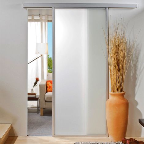 Schiebetür Glas Tür Glasschiebetür gerahmt weiß matt 865 x 2035 Nischentür
