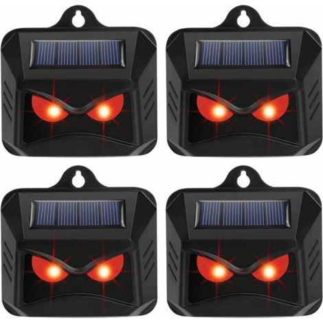 Paquete de 4 luces solares para el control de depredadores - Disuasivo para zorros en jardines - Repelente de animales - Dispositivos repelentes de ciervos - Repelente de gatos - Repelente de zorros