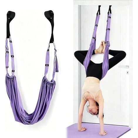 Sangle de Yoga Aérien, Hamac de Yoga Aérien, Réglable Aerial Bande d'Exercice pour Jambes, Sangle pour Entraînement Complet du Corps pour Danse, Ballet, Fitness et Pilates (1/4)