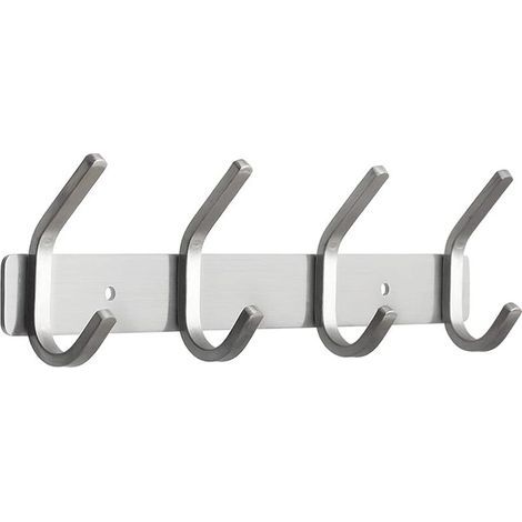 Wandgarderobe mit 4 Haken, Handtuchhalter, gebürstetem Edelstahl SUS 304 für Schlafzimmer, Badezimmer und Küchen (1/4)