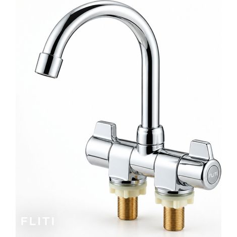 Robinet Mitigeur Pliable Cuivre Chromé 360° Rotation Eau Chaude Froide Camping-Car Caravane Montage Deck Mur (1/5)