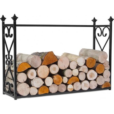 Porte bûches rectangulaire en acier noir "ALDI" 60x90x25 cm (1/5)