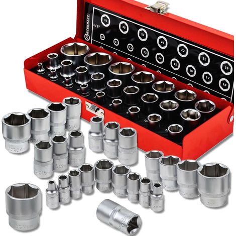 Juego de 25 llaves de impacto Forcekraft de 1/4" y 1/2" de 6 puntas (1/5)