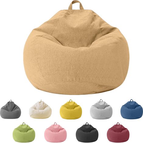 Pouf pour enfants et adultes - Housse uniquement (sans rembourrage) - Pouf pour chambre à coucher, bureau, salon, terrasse (marron clair) (1/5)