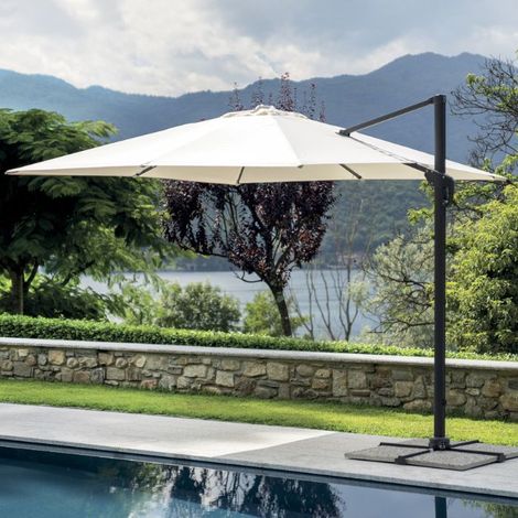 Ombrellone da giardino Colorado 3x3 mt con palo laterale  Ecrù - Antracite (1/3)