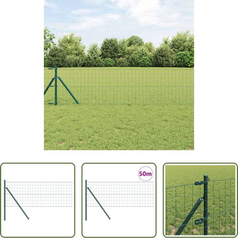 Terrassenzaun - Zaun mit Pfosten Grün 0,4 x 50 m Stahl und PVC (1/5)