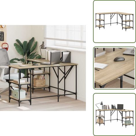 The Living Store Schreibtisch Sonoma-Eiche 139x139x75 cm Holzwerkstoff - Holzschreibtisch