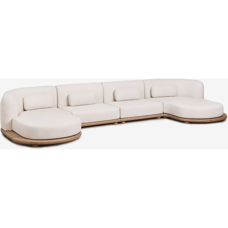 Divano modulare chaise longue da giardino in legno di acacia Gerard 4 pezzi SKLUM (1/5)