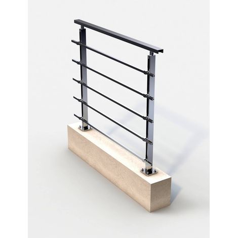 Garde Corps Aluminium - Kit Départ Quadrum Longueur Inox Brillant 120 Cm (1/5)