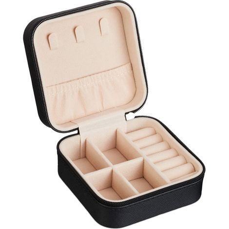 Pratico portagioie da viaggio 5 x 10 x 10 cm per una conservazione efficiente decorazione sobria in MDF nero 130014590