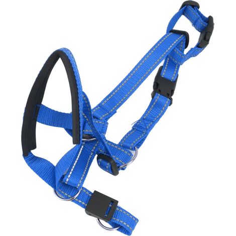 Collier de tête respirant pour chien, harnais couvrant la gueule avec sangle ajustable, idéal pour l'extérieur, bleu L. (1/5)
