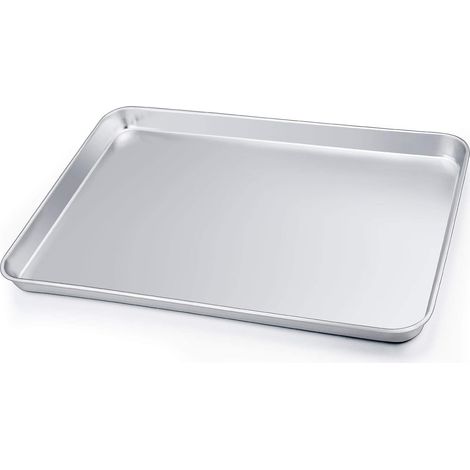 Piastra di cottura rettangolare in acciaio inox HaWare, 40 x 30 x 2,5 cm, ideale per cucinare e servire. Non tossica e salutare, facile da pulire. (1/5)