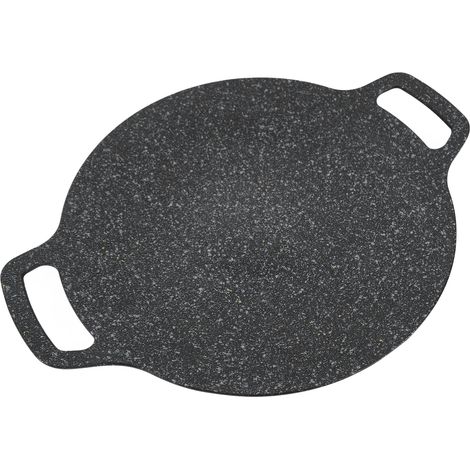 Poêle à griller ronde de style coréen en aluminium avec revêtement antiadhésif en pierre médicale, idéale pour la cuisson des viandes et des fruits de mer à la maison, 38 cm / 15 pouces (1/5)