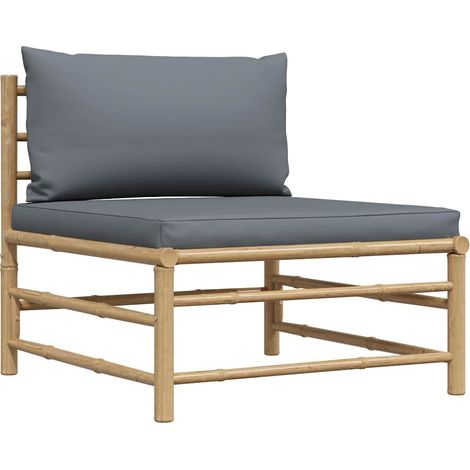 Maison Exclusive - Garten-Mittelsofa mit Dunkelgrauen Kissen Bamb