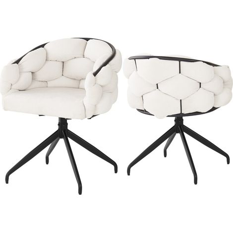 Chaise pivotante 360° en velours luxe beige (lot de 2), dossier confortable et design moderne pour salle à manger, salon ou maquillage, style ergonomique et élégant (1/5)