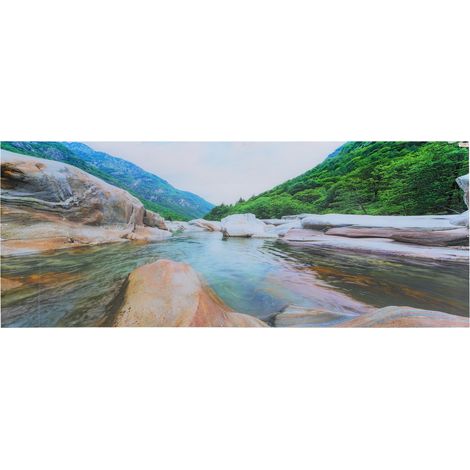 Papier Peint Aquarium - Motif Rivière Montagne - Fond Décoratif PVC Imperméable - 122x50 Cm (1/5)