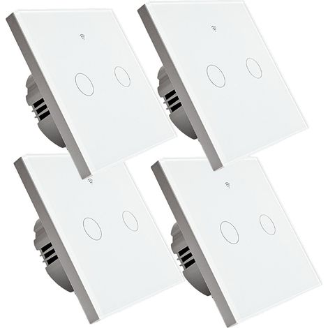 Lot 4 interrupteurs connecté tactile double SomLife application tuya smart life  Compatible avec Alexa/Google Home