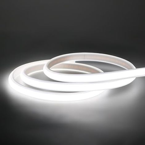 Frosted Cob LED Strip 220 V Cold White 10 m with Switch 10 Metres IP67 Waterproof 6000 K Strip Light for Bedroom Garden Ceiling Kitchen Cupboard Cold White 10 M (1/5)