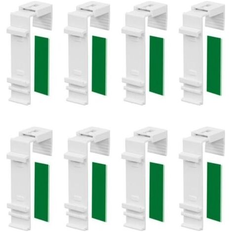 Lot de 8 Supports de Serrage Longs pour Store Double Klemmfix à Fixer et à Coller sans perçage comme Accessoire ou pièce de Rechange pour la Suspension à la fenêtre en PVC, Porte de Balcon (1/4)