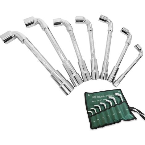 set cle a pipe 7 pans 8mm 10mm 12mm 13mm 14mm 17mm 19mm 7pcs, douille a pipe, clé à pipe, clé a pipe, clef a pipe acier au chrome vanadium (1/5)